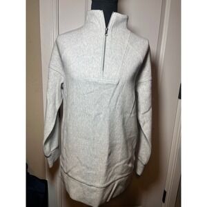 te verde Women's Gray Marled Quarter Zip Sweatshirt Tunic Size S